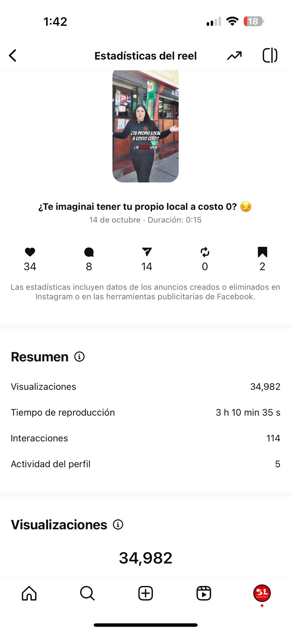 Resultados de reels con miles de visualizaciones